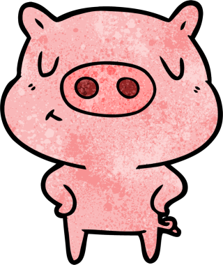 Bir insan tarafından çizilmiş çizgi film içerikli domuz.