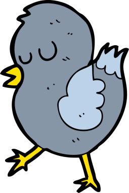 Bir insan tarafından çizilmiş çizgi film kuşu.