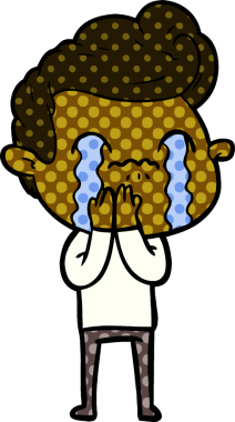 Bir insan tarafından çizilmiş ağlayan çizgi film adamı.