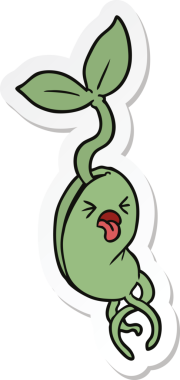 Bir insan tarafından çizilmiş filizlenen bir çizgi filmin çıkartması.