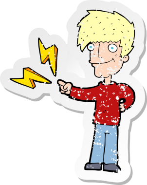 Bir insan tarafından çizilmiş mutlu bir adamın çizdiği karikatür yapıştırması.