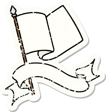 Bir insan tarafından çizilmiş bayrağın bayrağını taşıyan eski bir etiket.