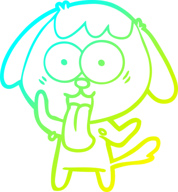 Bir insan tarafından çizilmiş şirin bir çizgi köpeğin soğuk gradyan çizgisi.