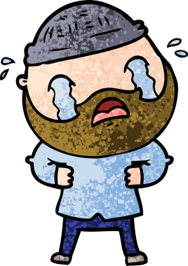 Çizgi film sakallı adam bir insan tarafından çizilmiş ağlıyor.