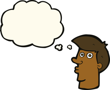 Bir insan tarafından çizilmiş düşünce baloncuğu olan kafası karışmış bir adam.