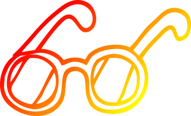 Bir insan tarafından çizilmiş bir çizgi film gözlüğünün sıcak gradyan çizimi