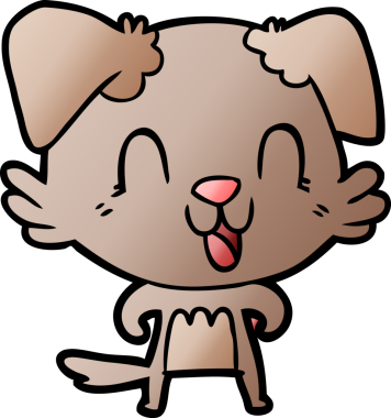 Bir insan tarafından çizilmiş gülen çizgi film köpeği.