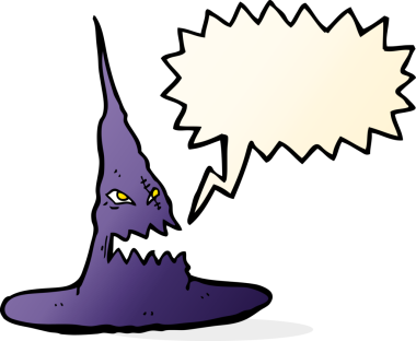 Bir insan tarafından çizilmiş konuşma baloncuklu cadı şapkası.