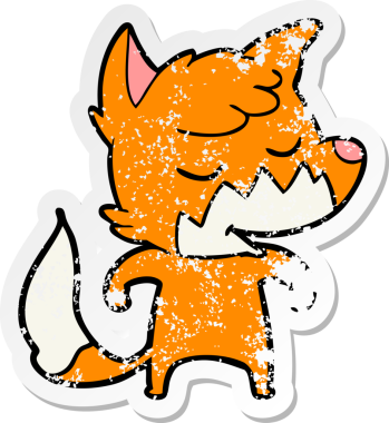 Bir insan tarafından çizilmiş dost canlısı bir tilkinin sıkıntılı çıkartması.