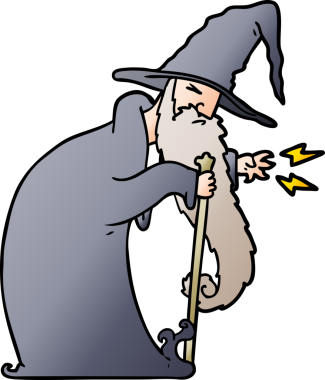 bir insan tarafından çizilmiş çizgi film sihirbazı