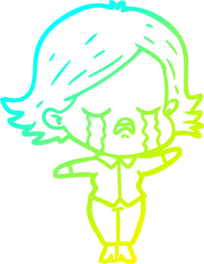 Bir insan tarafından çizilmiş ağlayan bir çizgi film kızı çizimi.