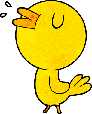 Bir insan tarafından çizilmiş çizgi film kuşu.