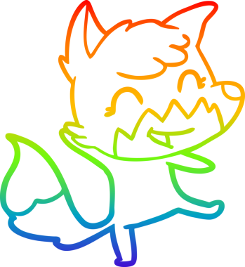 gökkuşağı gradyanı çizimi bir insan tarafından çizilmiş mutlu bir tilki çizgi filmi.