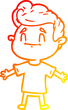 Bir insan tarafından çizilmiş mutlu bir çizgi film karakteri çizimi.