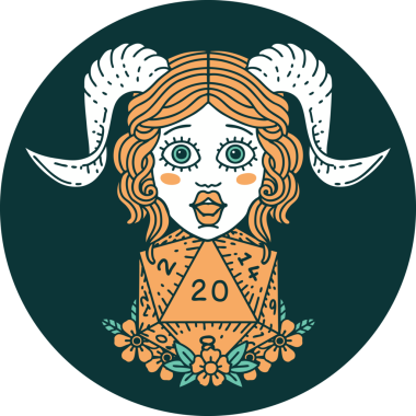 Bir insan tarafından çizilmiş D20 doğal zar atma ikonu