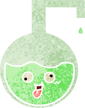 Bir insan tarafından çizilmiş bilimsel bir deneyin retro çizim tarzı karikatürü