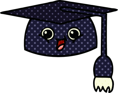 Bir insanın çizdiği mezuniyet şapkasının çizgi filmi.