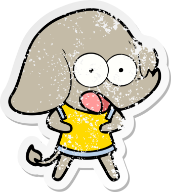 Bir insan tarafından çizilmiş şirin bir filin sıkıntılı çıkartması