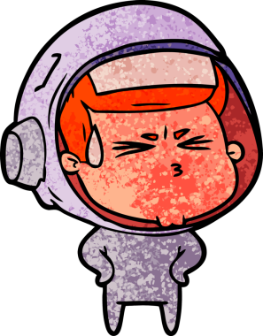 Çizgi film bir insan tarafından çizilmiş astronot.