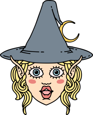 Retro Dövme Biçimi Elf karakteri bir insan tarafından çizilmiş