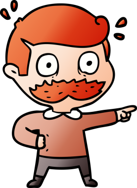 Çizgi filmdeki bıyıklı adam bir insan tarafından çizilmiş.