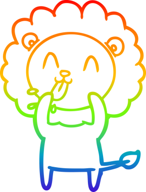 gökkuşağı gradyanı çizimi bir insan tarafından çizilmiş mutlu bir karikatür aslanı