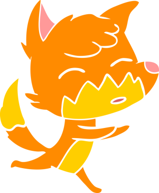 Bir insan tarafından çizilmiş düz renk çizgi film tilkisi