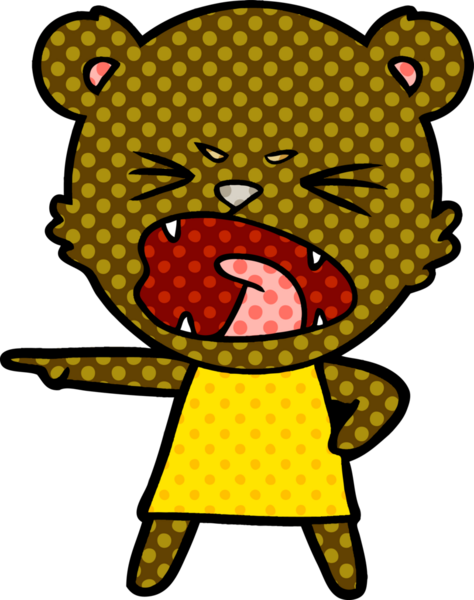 Bir insan tarafından çizilmiş kızgın bir çizgi film ayısı.