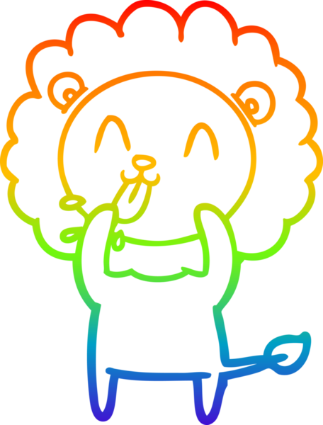 gökkuşağı gradyanı çizimi bir insan tarafından çizilmiş mutlu bir karikatür aslanı