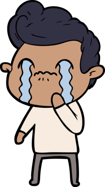 Bir insan tarafından çizilmiş ağlayan çizgi film adamı.