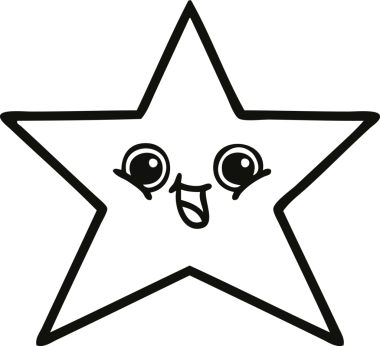 Bir insan tarafından çizilmiş yıldız balığının çizgi çizimi