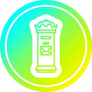 Bir insan tarafından çizilmiş havalı gradyan çizgili İngiliz posta kutusu dairesel simgesi