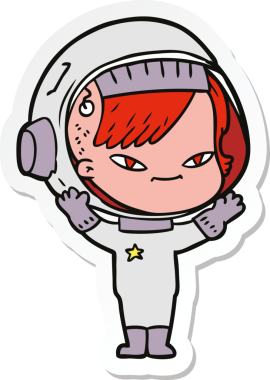 Bir insan tarafından çizilmiş astronot bir kadının çıkartması.