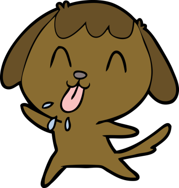 Bir insan tarafından çizilmiş şirin bir çizgi film köpeği.