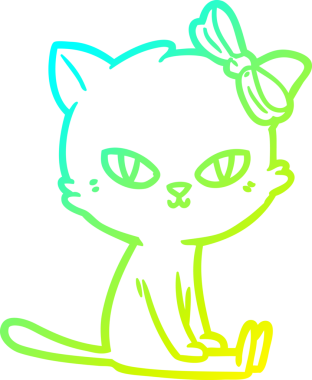 Bir insan tarafından çizilmiş bir çizgi film kedisinin soğuk gradyan çizgisi.