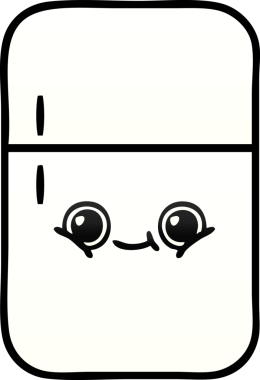 Bir insan tarafından çizilmiş bir buzdolabının gölgelenmiş karikatürü.