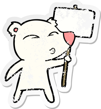 Bir insan tarafından çizilmiş pankartlı kutup ayısının sıkıntılı çıkartması.