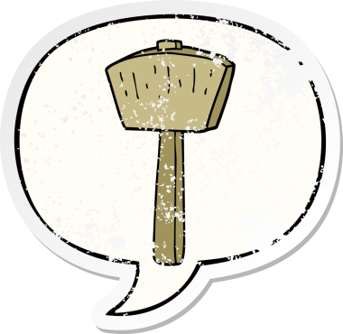 Konuşma baloncuğu olan karikatür sopası bir insan tarafından çizilmiş sıkıntılı eski bir çıkartma