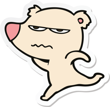 Bir insan tarafından çizilen kızgın ayı çizgi filminin çıkartması.