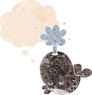 Düşünce baloncuğuyla homurdanan karikatür bir insan tarafından çizilmiş dertli retro tarzı