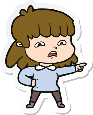 Bir insan tarafından çizilmiş endişeli bir karikatür çıkartması.