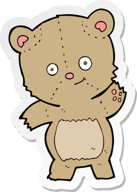 Bir insan tarafından çizilmiş oyuncak ayının çıkartması.