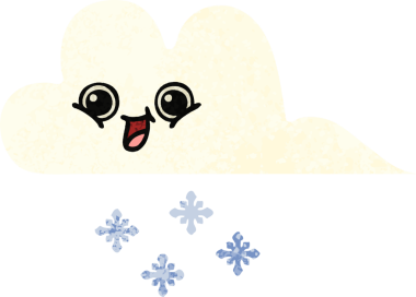 Bir insan tarafından çizilmiş bir kar bulutunun retro çizim tarzı karikatürü