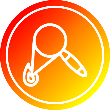 Büyüteç yanan dairesel simge ve sıcak gradyan bir insan tarafından çizilmiş.