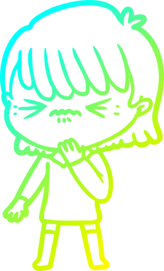 Bir insan tarafından çizilmiş bir hatadan pişmanlık duyan çizgi film kızı çizimi