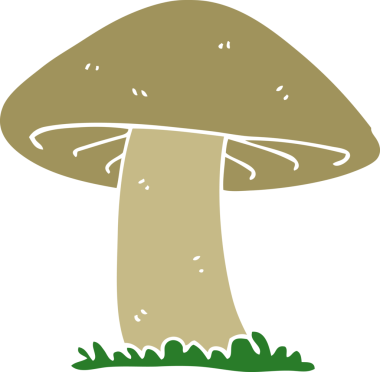 Bir insan tarafından çizilmiş düz renkli çizgi film mantarı