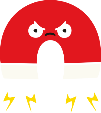 Bir insan tarafından çizilen mıknatısın düz renk retro karikatürü