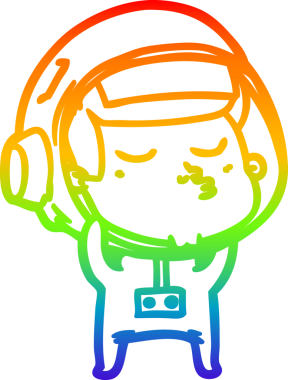 gökkuşağı gradyan çizimi bir çizgi insan tarafından çizilmiş kendinden emin astronot