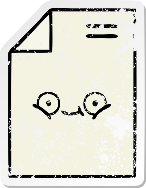 Bir insan tarafından çizilmiş sevimli bir karikatür kağıdının sıkıntılı çıkartması.