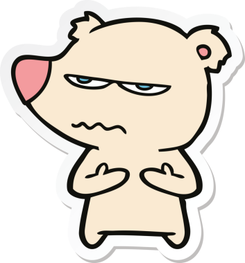 Bir insan tarafından çizilmiş kızgın bir ayı çizgi filminin çıkartması.